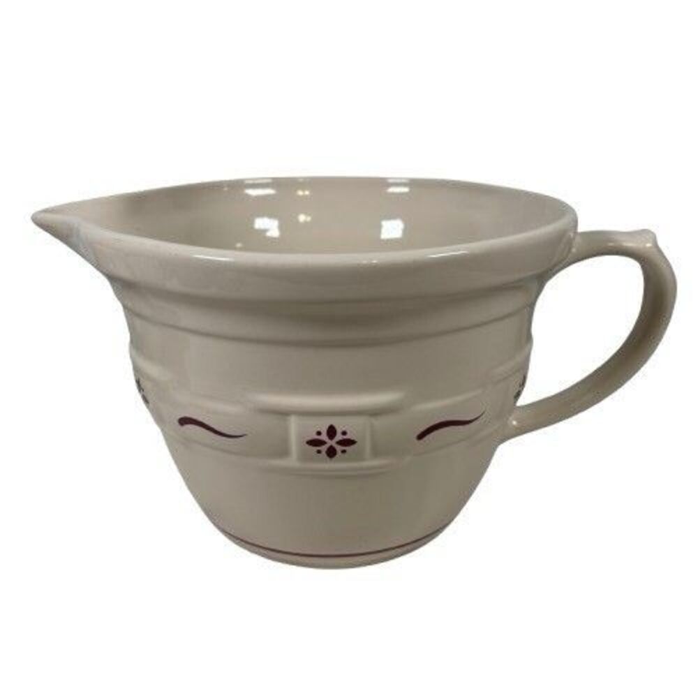 Longaberger Pottery Classic Red Woven Traditions 2 Qt Mixing Pitcher Batter Bowl